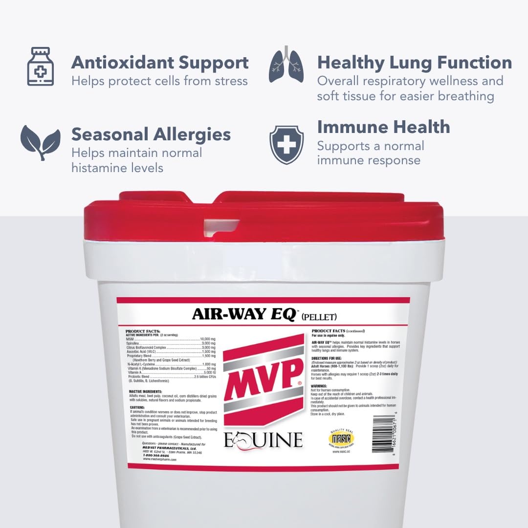 MVP Air-Way EQ Supports Healthy Lung Function and Seasonal Allergy Support in Horses, 5lb - 40 Servings - dailyvitalstore