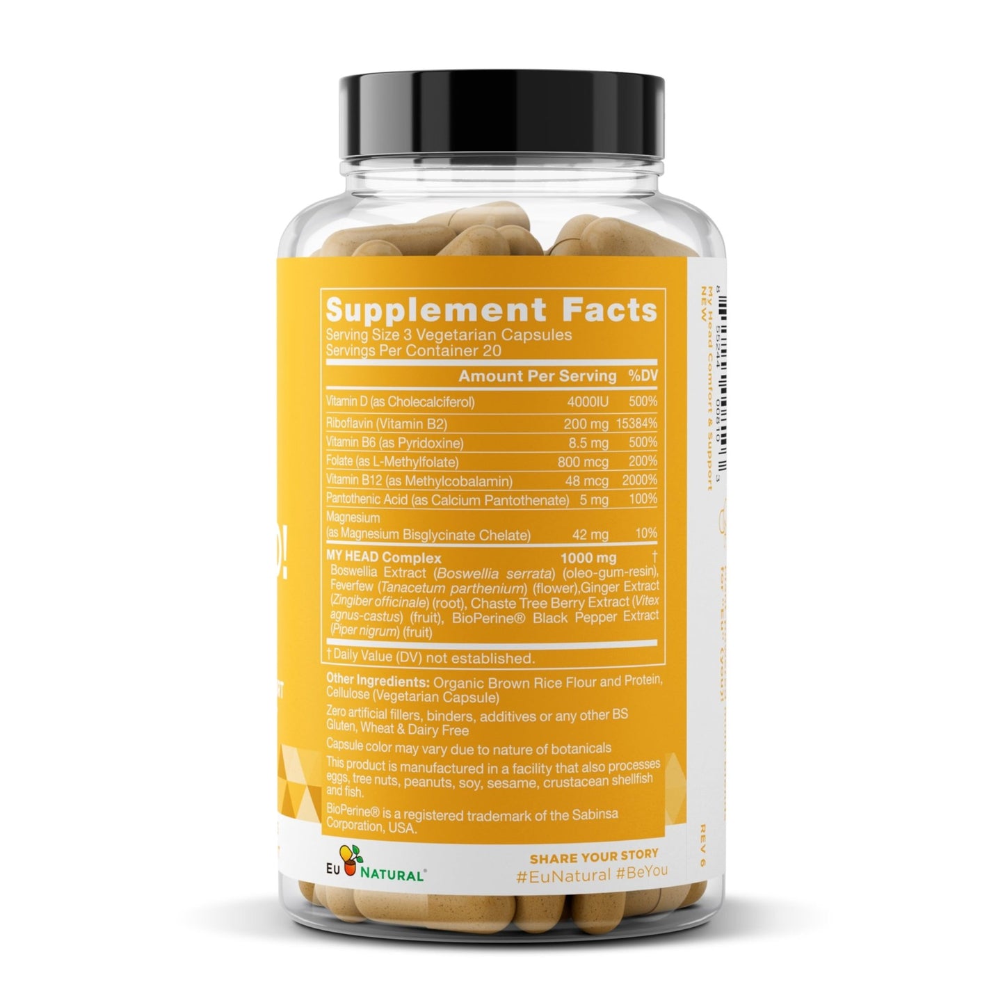 My Head! Headache Vitamins – Sensitivity, Tension, Comfort, Healthy Head Function for A Clear Mind – Fast acting Magnesium, Feverfew, Boswellia, Vitamin D, Ginger, & More – 60 Soft Capsules - dailyvitalstore
