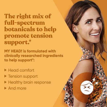 My Head! Headache Vitamins – Sensitivity, Tension, Comfort, Healthy Head Function for A Clear Mind – Fast acting Magnesium, Feverfew, Boswellia, Vitamin D, Ginger, & More – 60 Soft Capsules - dailyvitalstore