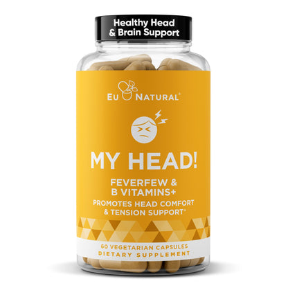 My Head! Headache Vitamins – Sensitivity, Tension, Comfort, Healthy Head Function for A Clear Mind – Fast acting Magnesium, Feverfew, Boswellia, Vitamin D, Ginger, & More – 60 Soft Capsules - dailyvitalstore