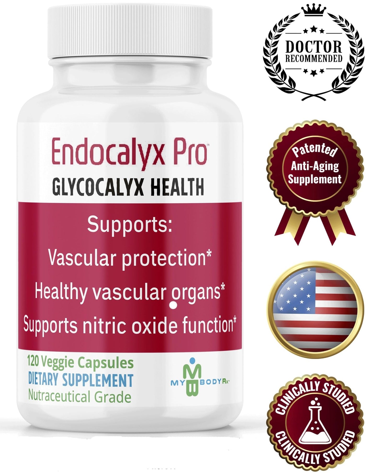 MYBODYRX Endocalyx Pro Supplement – Endothelial Glycocalyx Support 120 Capsules - Vascular & Microcirculation Health – Clinically-Studied – Patented – Supports Nitric Oxide Functions - dailyvitalstore