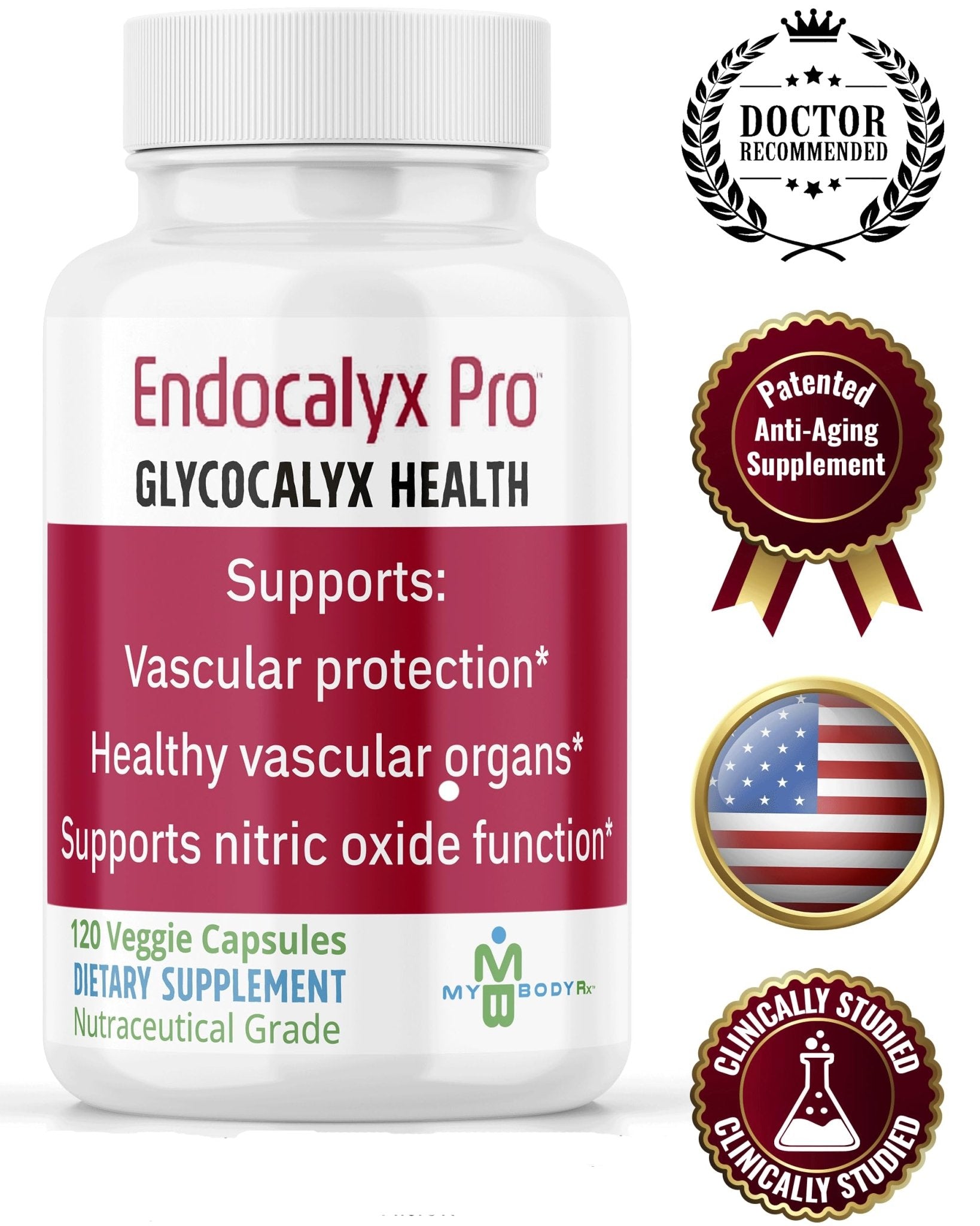 MYBODYRX Endocalyx Pro Supplement – Endothelial Glycocalyx Support 120 Capsules - Vascular & Microcirculation Health – Clinically-Studied – Patented – Supports Nitric Oxide Functions - dailyvitalstore