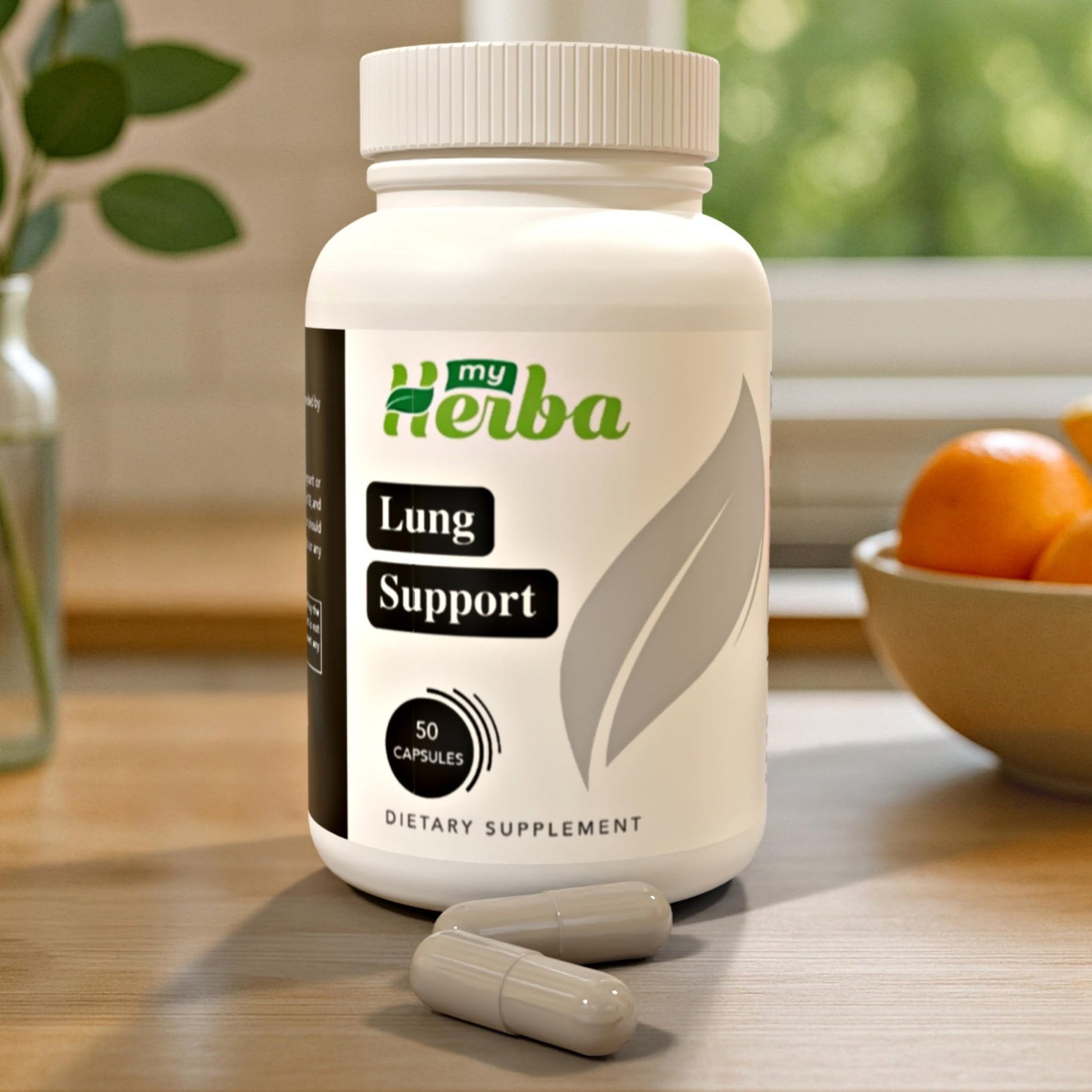 MyHerba Lung Support Supplement - Vegan Formula with Marshmallow Root, Chlorella, Ginkgo Biloba Leaf, Irish Sea Moss & PAU D’Arco - Deep Lung Cleanse, Detox and Immune Support for Adults, 50 Capsules - dailyvitalstore