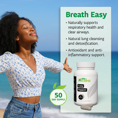MyHerba Lung Support Supplement - Vegan Formula with Marshmallow Root, Chlorella, Ginkgo Biloba Leaf, Irish Sea Moss & PAU D’Arco - Deep Lung Cleanse, Detox and Immune Support for Adults, 50 Capsules - dailyvitalstore