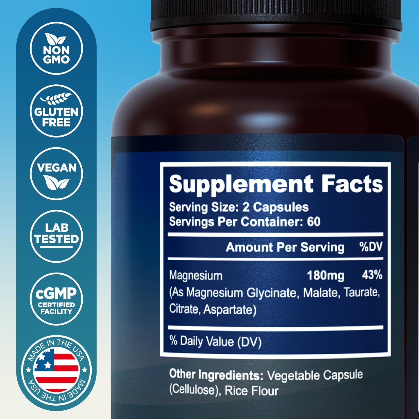 MyoActivo 5-in-1 Magnesium Complex - High Absorption - Chelated Magnesium Glycinate, Malate, Citrate, Taurate, & Aspartate for Nerves, Muscles, Bones | 120 Capsules | Magnesium Supplement - dailyvitalstore