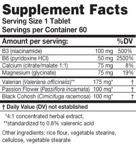 MyoCalm 60 Vegetarian Capsules | Valerian 175mg, Passion Flower 100mg, Black Cohosh 100mg, Calcium 75mg, Magnesium 75mg, b3(niacinamide), b6(Pyridoxine HCI) - dailyvitalstore