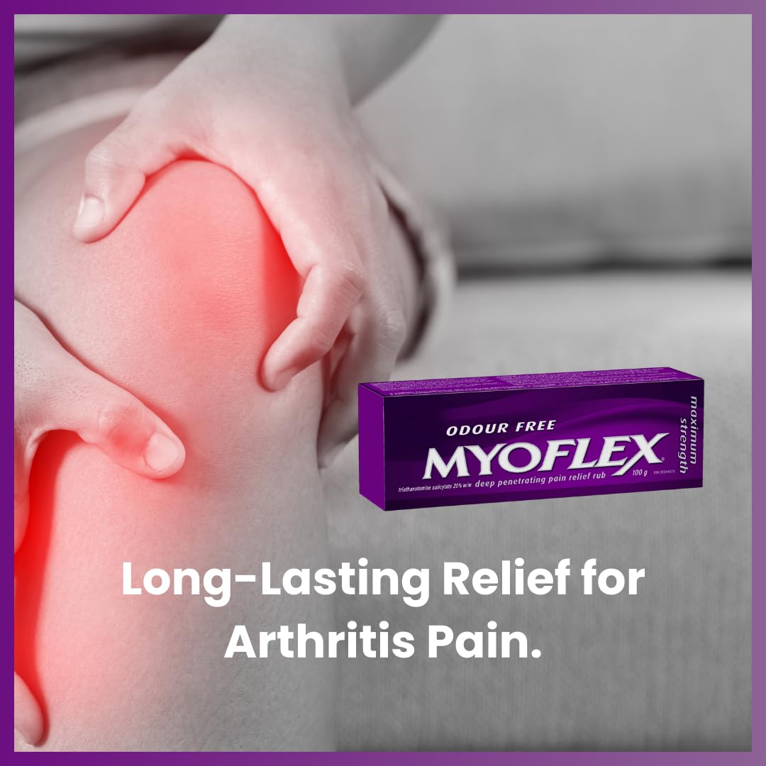 Myoflex Pain Relief Rub | Odourless | Provides Deep Penetrating Relief of Muscle Soreness & Joint Pain | Menthol Free | Stain Free | Non-Greasy | Great for Ages 2+ | 100 Grams (Maximum Strength) - dailyvitalstore