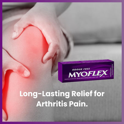 Myoflex Pain Relief Rub | Odourless | Provides Deep Penetrating Relief of Muscle Soreness & Joint Pain | Menthol Free | Stain Free | Non-Greasy | Great for Ages 2+ | 100 Grams (Maximum Strength) - dailyvitalstore