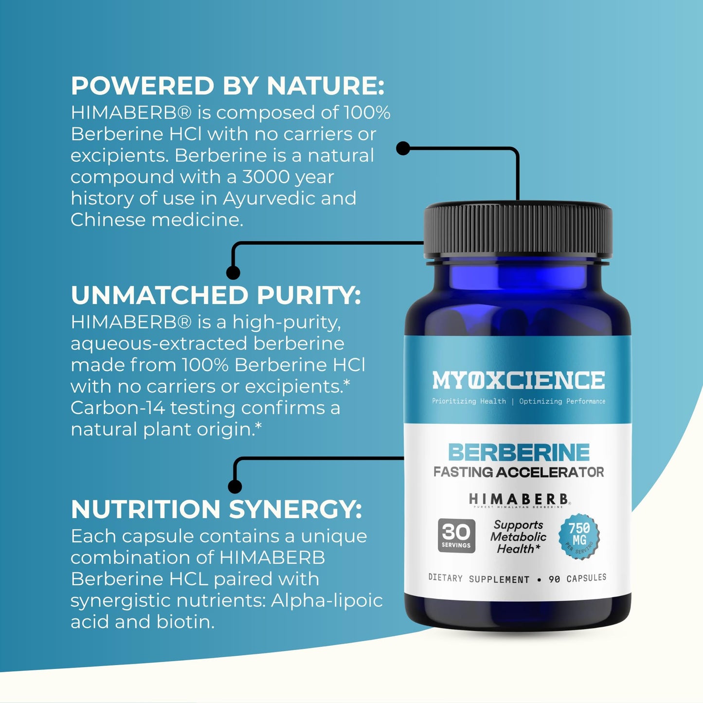 MYOXCIENCE Berberine Fasting Accelerator | Himaberb Berberine HCL with ALA (Alpha Lipoic Acid) and Biotin (90 Capsules) - dailyvitalstore