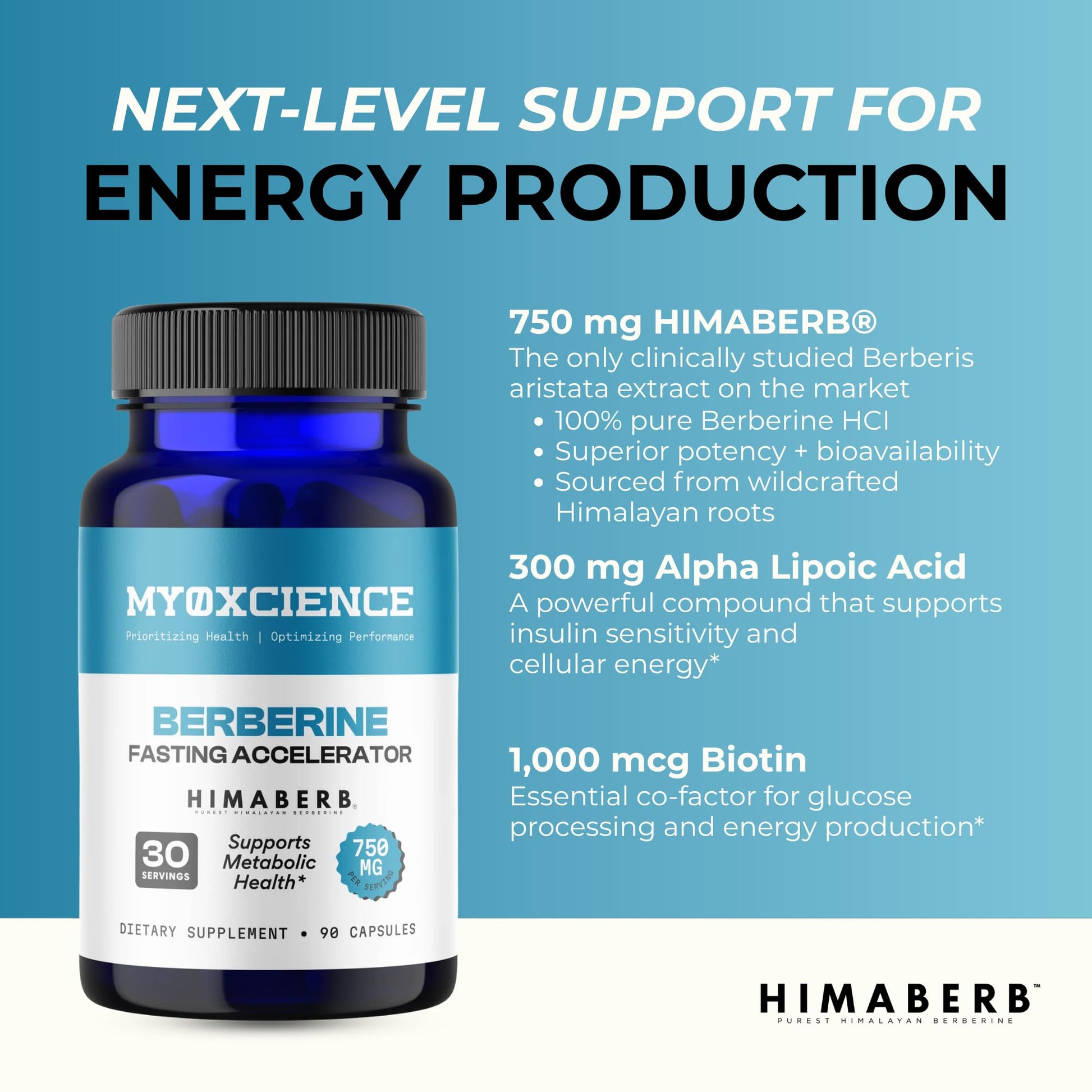 MYOXCIENCE Berberine Fasting Accelerator | Himaberb Berberine HCL with ALA (Alpha Lipoic Acid) and Biotin (90 Capsules) - dailyvitalstore