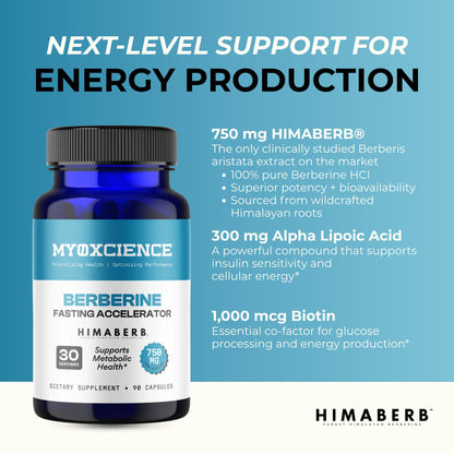 MYOXCIENCE Berberine Fasting Accelerator | Himaberb Berberine HCL with ALA (Alpha Lipoic Acid) and Biotin (90 Capsules) - dailyvitalstore
