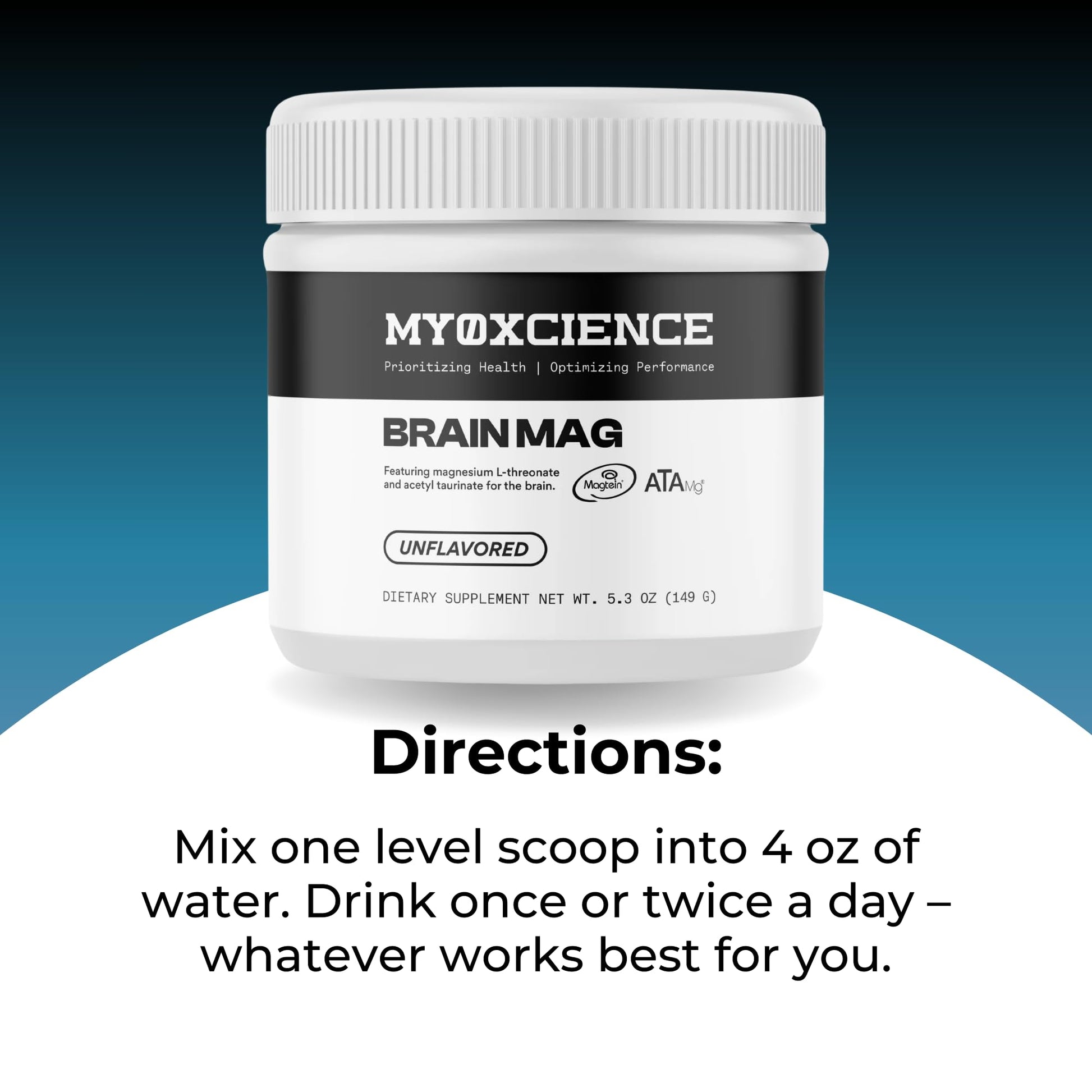 MYOXCIENCE Brain Mag | Magnesium L-Threonate Magtein & Magnesium Glycinate Powder (Unflavored) (60 Servings) - dailyvitalstore