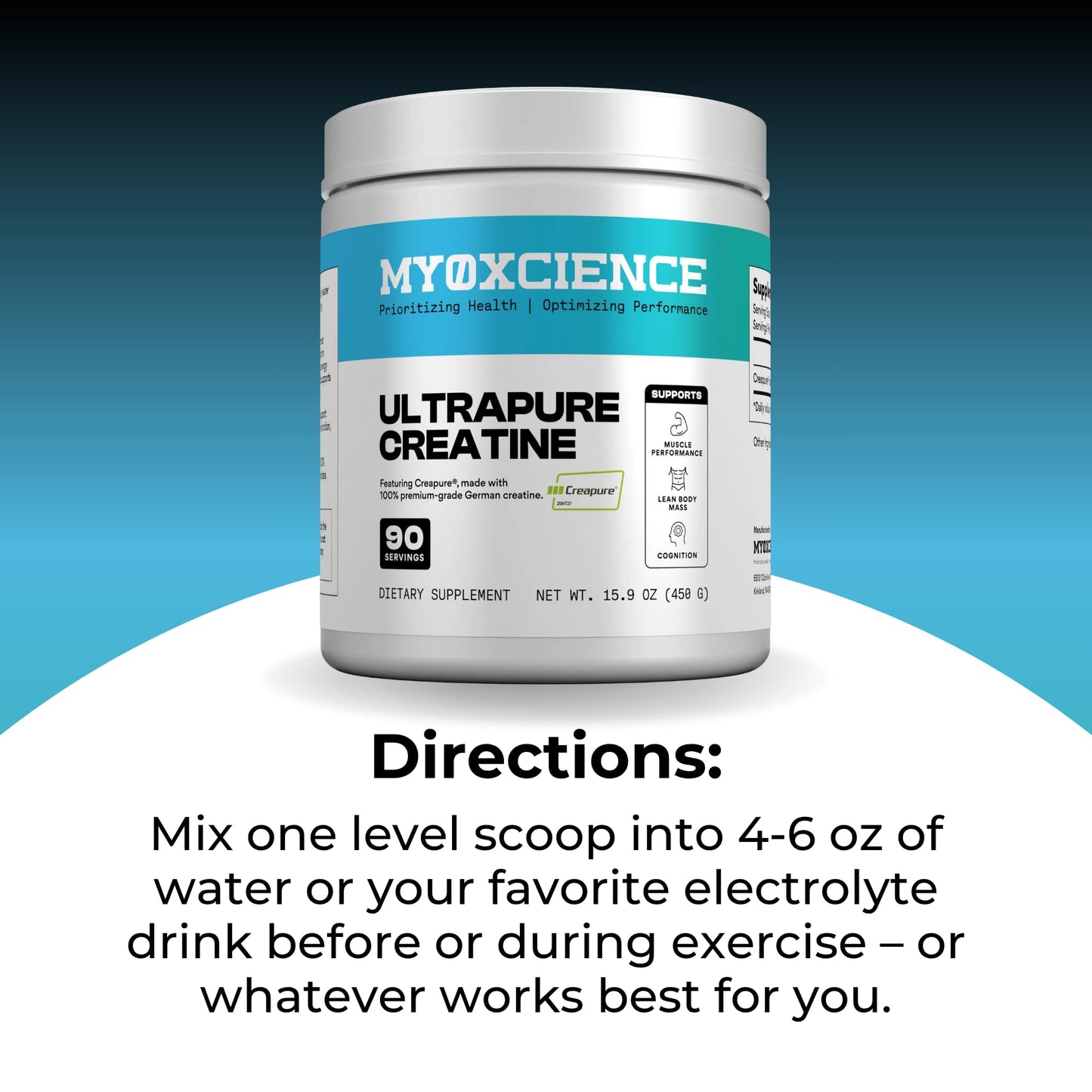 MYOXCIENCE Creapure® Creatine | 5 Grams German Creatine Monohydrate Per Serving | Supports Muscle Performance, Lean Body Mass, & Cognition (90 Serving Jar) - dailyvitalstore