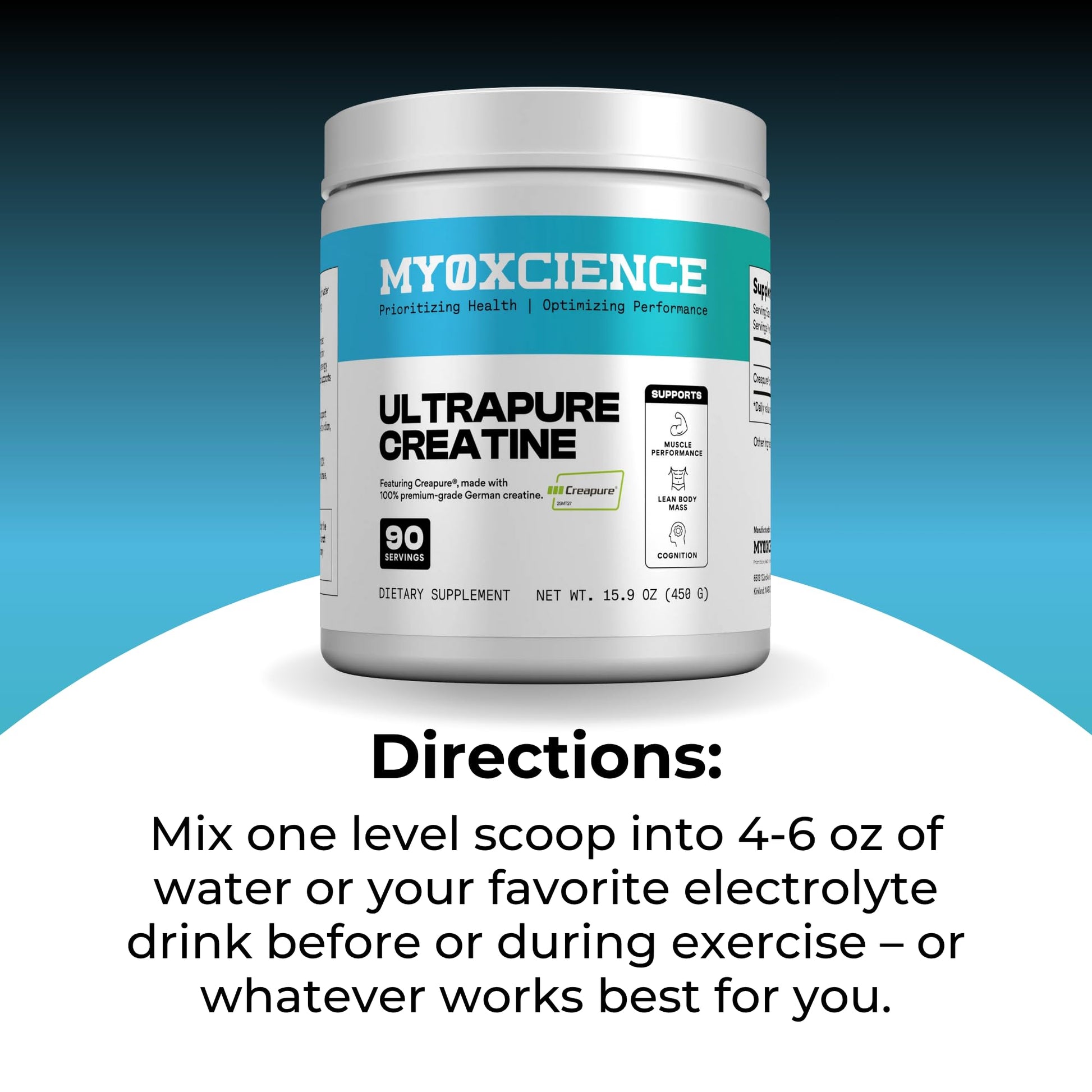 MYOXCIENCE Creapure® Creatine | 5 Grams German Creatine Monohydrate Per Serving | Supports Muscle Performance, Lean Body Mass, & Cognition (90 Serving Jar) - dailyvitalstore