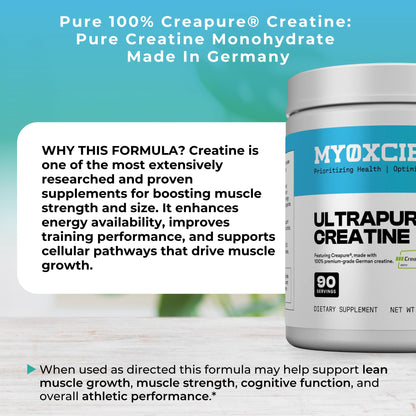 MYOXCIENCE Creapure® Creatine | 5 Grams German Creatine Monohydrate Per Serving | Supports Muscle Performance, Lean Body Mass, & Cognition (90 Serving Jar) - dailyvitalstore