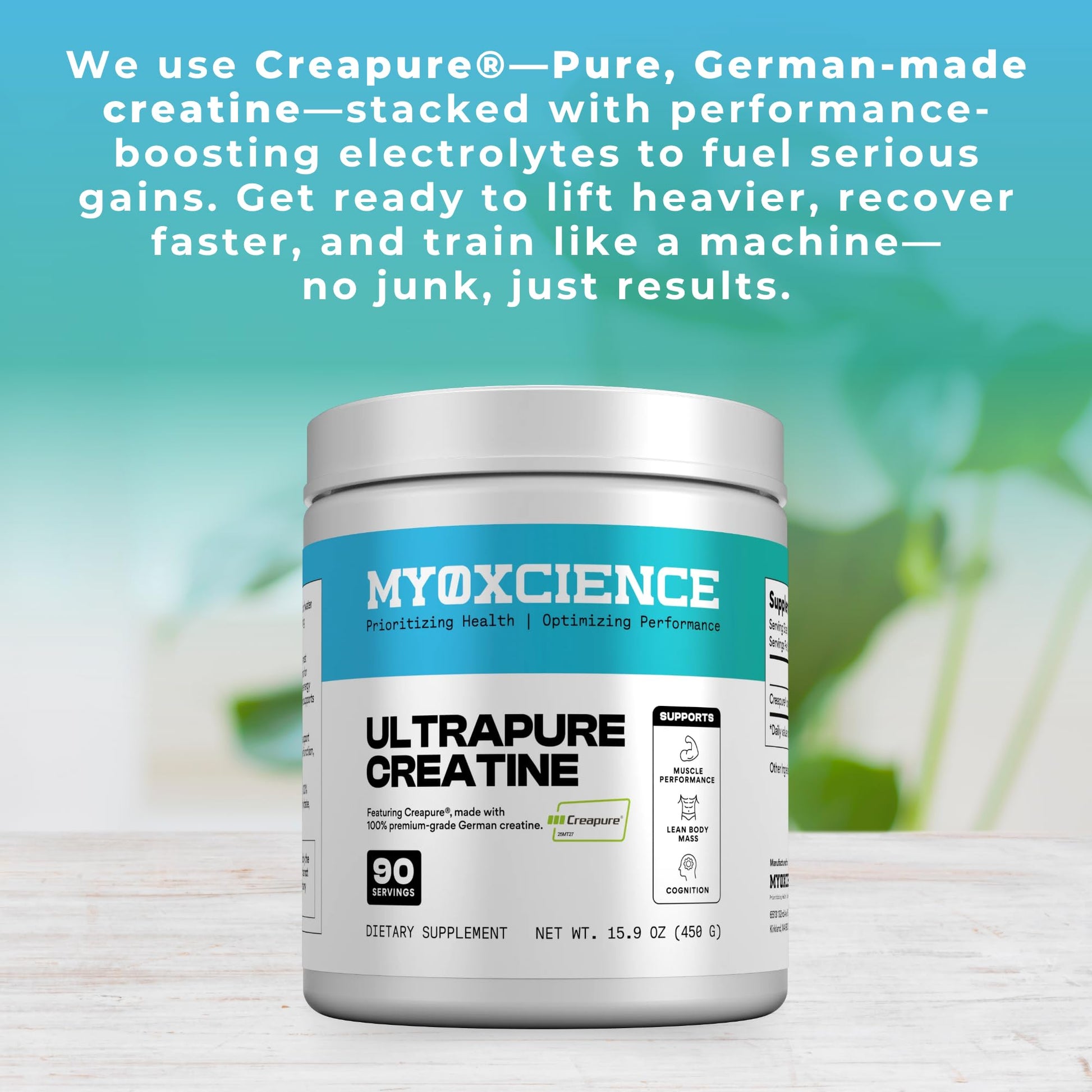 MYOXCIENCE Creapure® Creatine | 5 Grams German Creatine Monohydrate Per Serving | Supports Muscle Performance, Lean Body Mass, & Cognition (90 Serving Jar) - dailyvitalstore