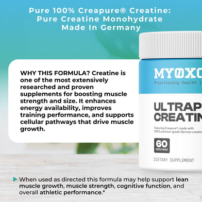 MYOXCIENCE Creapure® Creatine Monohydrate | Supports Strength & Muscle Mass, Cognition and Lean Body Mass | Unflavored 60 Servings - dailyvitalstore