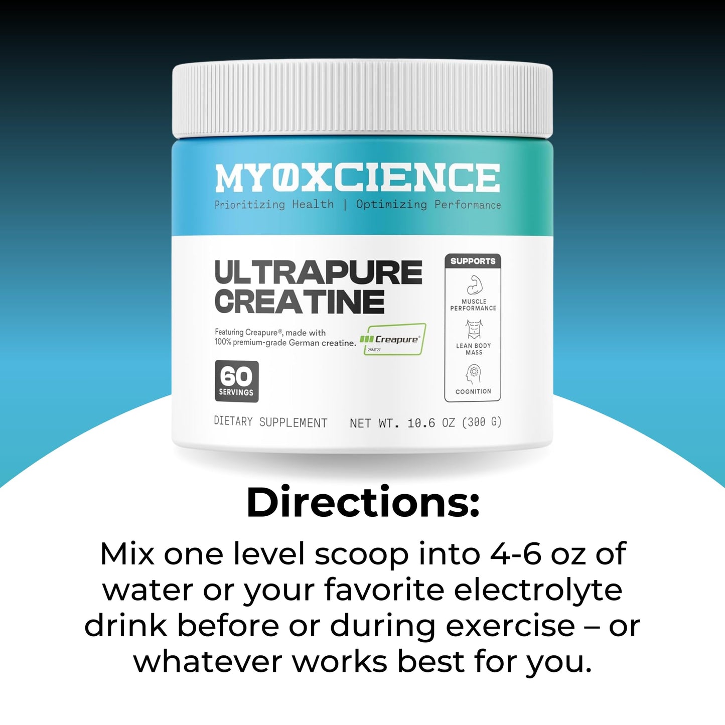 MYOXCIENCE Creapure® Creatine Monohydrate | Supports Strength & Muscle Mass, Cognition and Lean Body Mass | Unflavored 60 Servings - dailyvitalstore