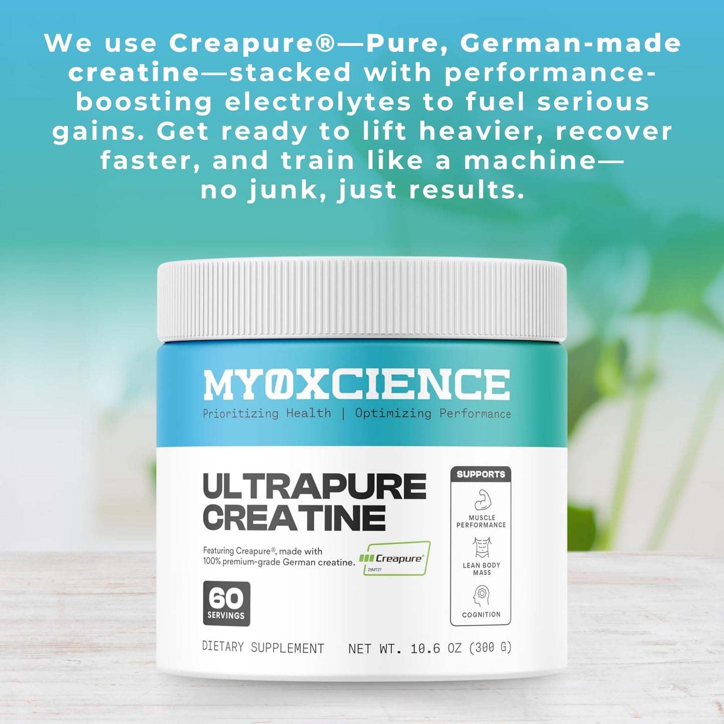 MYOXCIENCE Creapure® Creatine Monohydrate | Supports Strength & Muscle Mass, Cognition and Lean Body Mass | Unflavored 60 Servings - dailyvitalstore