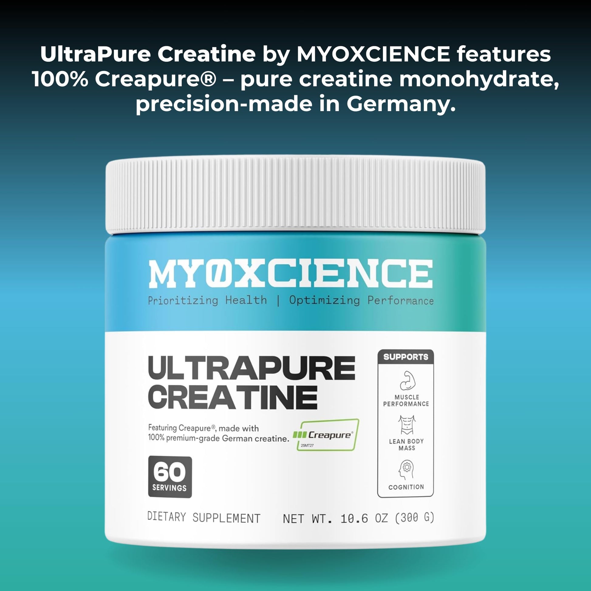 MYOXCIENCE Creapure® Creatine Monohydrate | Supports Strength & Muscle Mass, Cognition and Lean Body Mass | Unflavored 60 Servings - dailyvitalstore