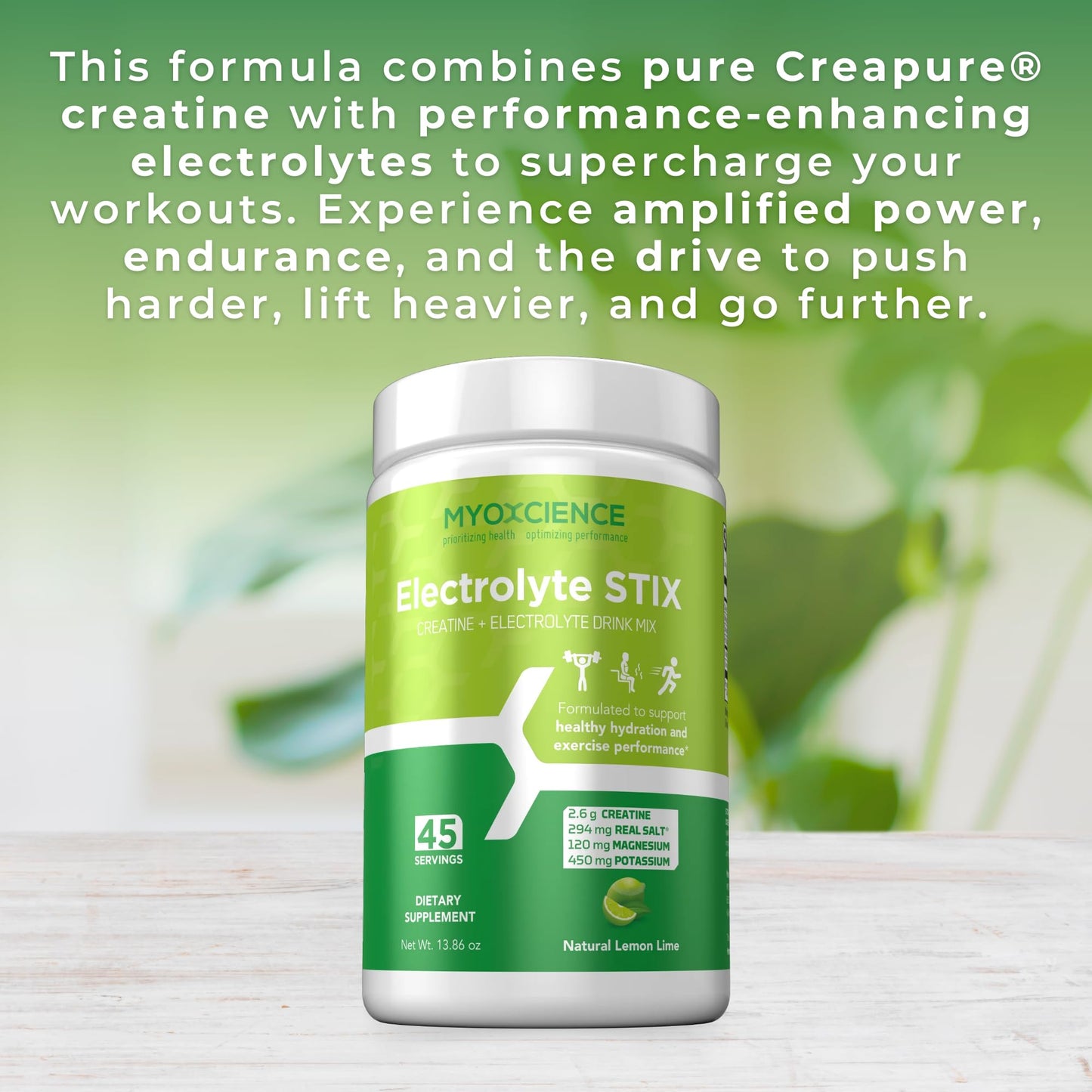MYOXCIENCE Electrolyte STIX | Creatine Electrolyte Powder | Recovery from Exercise & Muscle Development w/Real Salt (Lemon Lime Flavor) (Jar 45 ct) - dailyvitalstore