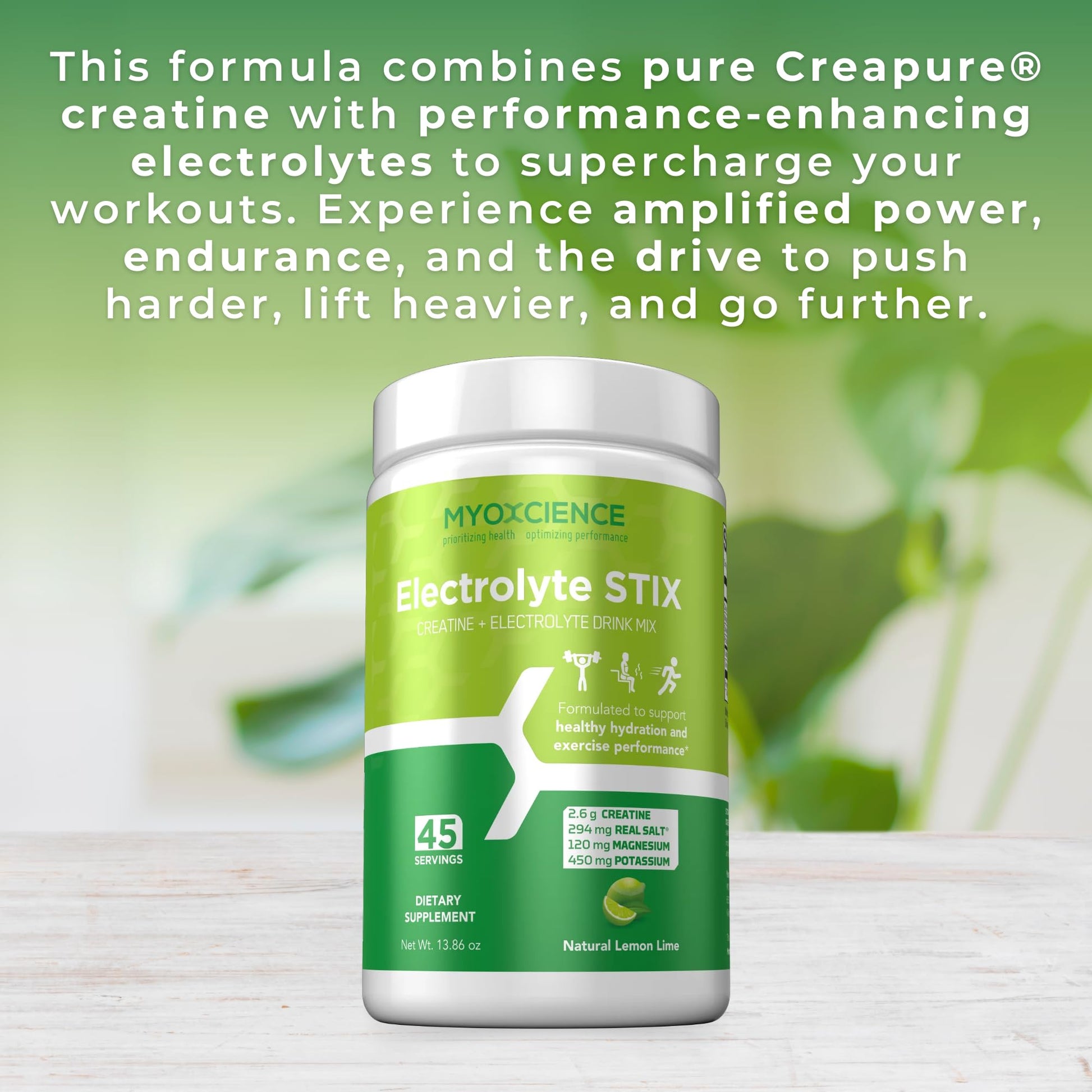 MYOXCIENCE Electrolyte STIX | Creatine Electrolyte Powder | Recovery from Exercise & Muscle Development w/Real Salt (Lemon Lime Flavor) (Jar 45 ct) - dailyvitalstore