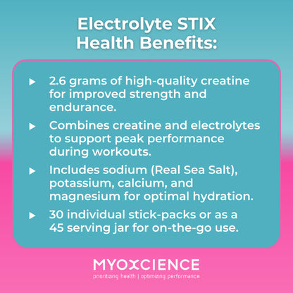MYOXCIENCE Electrolyte STIX | Creatine Electrolyte Powder | Recovery from Exercise & Muscle Development w/Real Salt (Natural Orange Flavor) (Jar 45 ct) - dailyvitalstore