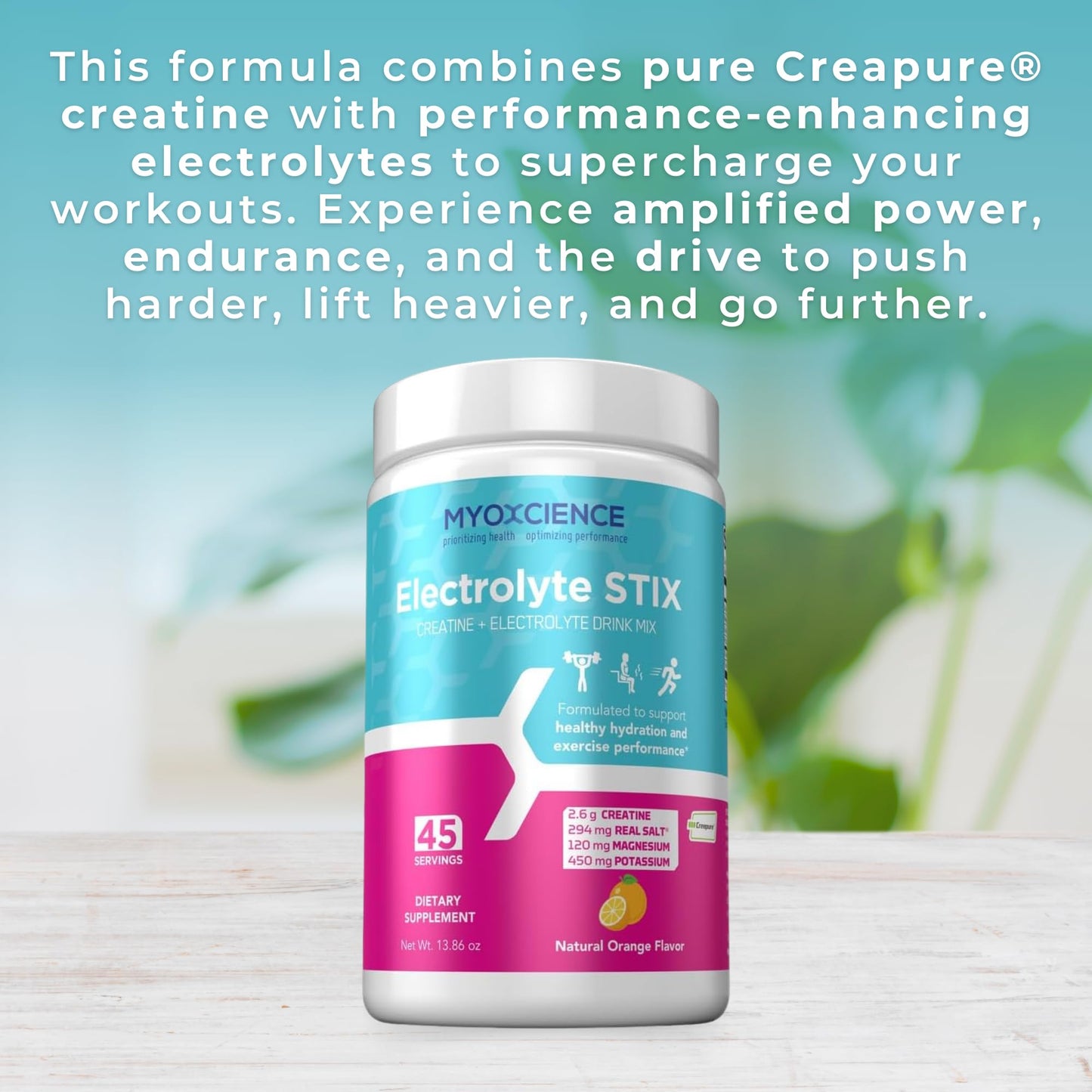 MYOXCIENCE Electrolyte STIX | Creatine Electrolyte Powder | Recovery from Exercise & Muscle Development w/Real Salt (Natural Orange Flavor) (Jar 45 ct) - dailyvitalstore