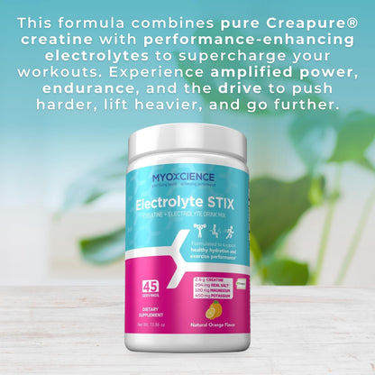 MYOXCIENCE Electrolyte STIX | Creatine Electrolyte Powder | Recovery from Exercise & Muscle Development w/Real Salt (Natural Orange Flavor) (Jar 45 ct) - dailyvitalstore