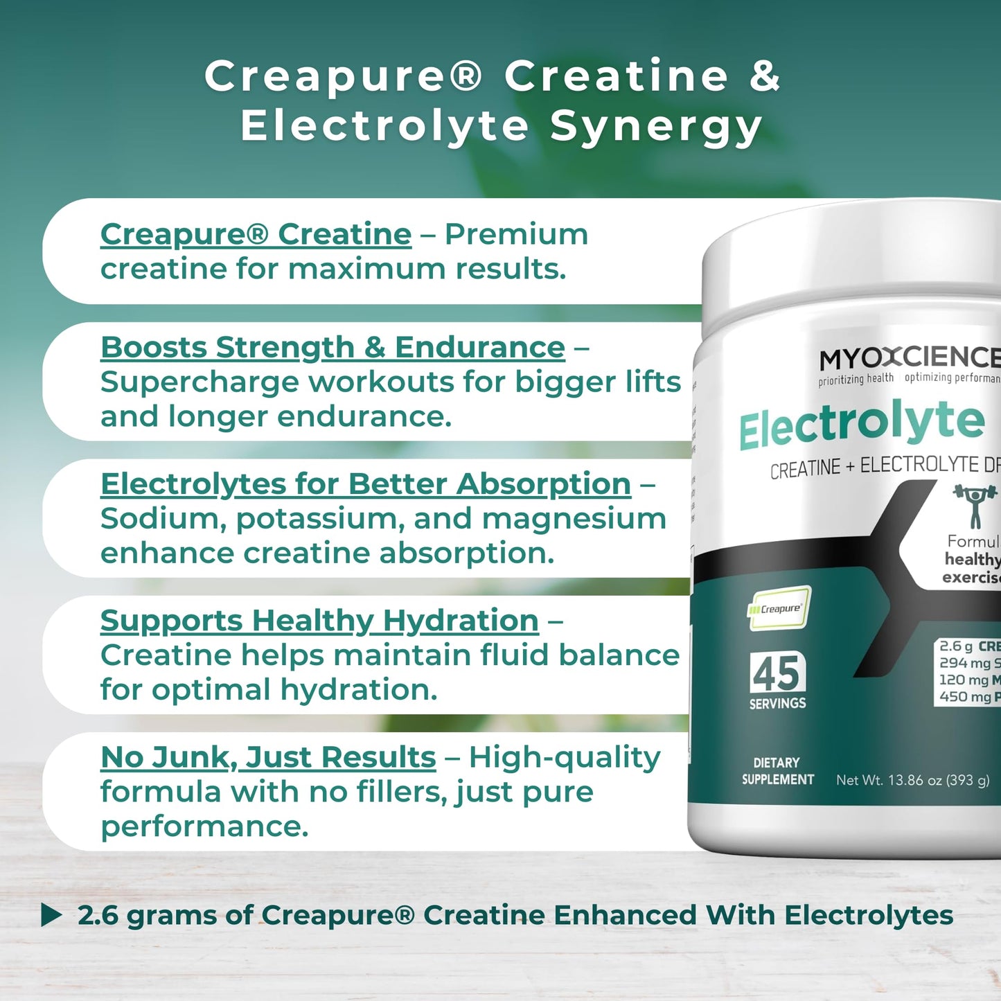 MYOXCIENCE Electrolyte STIX | Creatine Electrolyte Powder | Recovery from Exercise & Muscle Development w/Real Salt (Unflavored) (Jar 45 ct) - dailyvitalstore