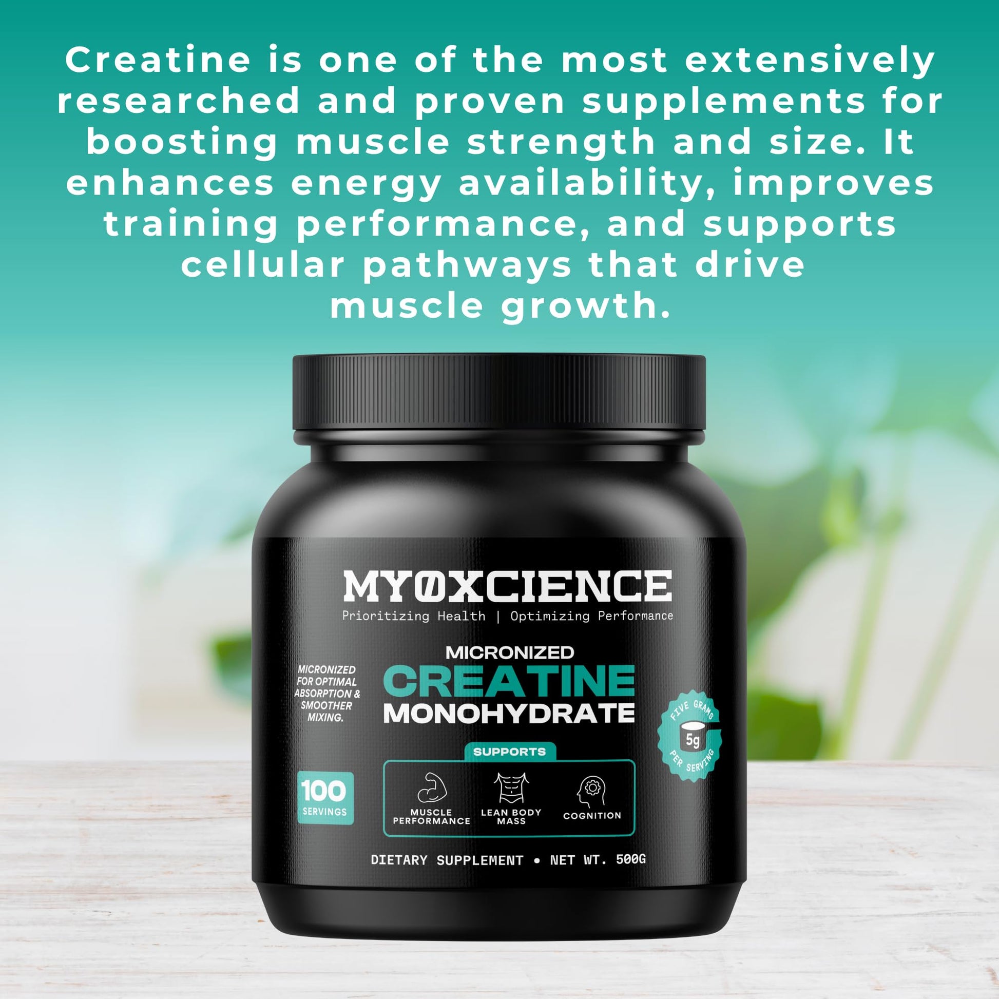 MYOXCIENCE Micronized Creatine | Supports Muscle Performance, Lean Body Mass, & Cognition | 100 Servings - dailyvitalstore