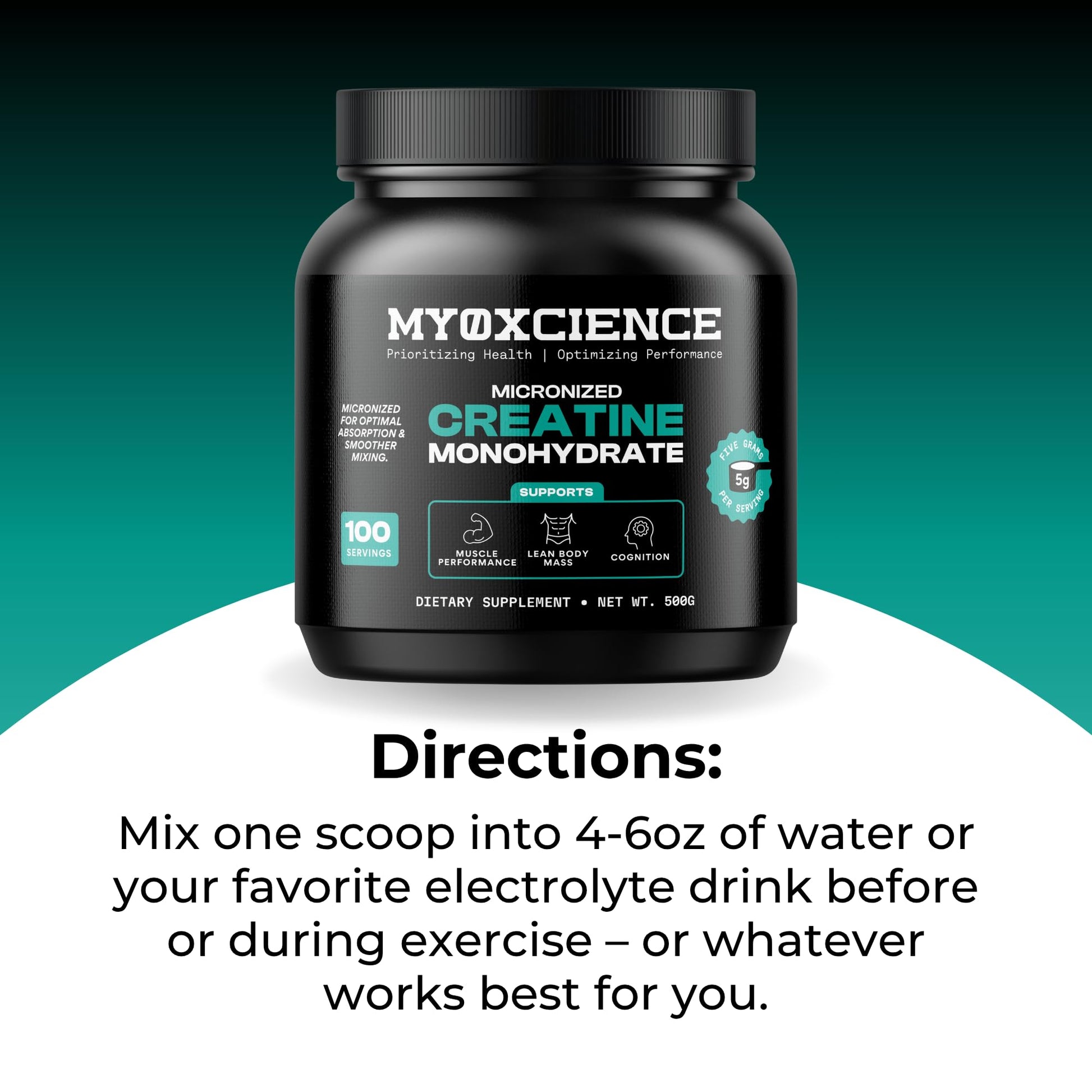 MYOXCIENCE Micronized Creatine | Supports Muscle Performance, Lean Body Mass, & Cognition | 100 Servings - dailyvitalstore
