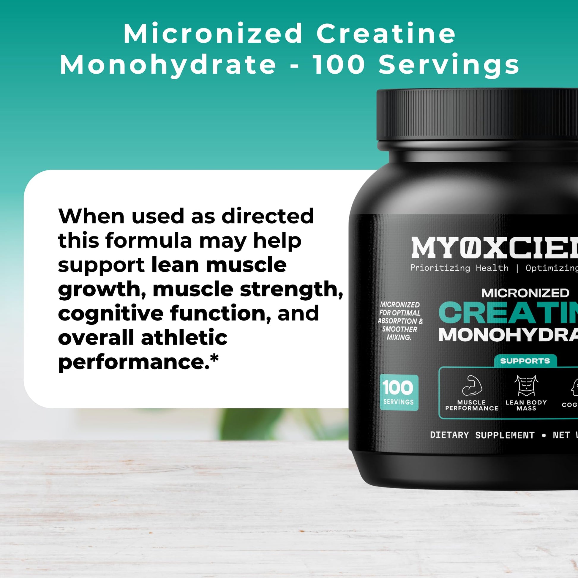 MYOXCIENCE Micronized Creatine | Supports Muscle Performance, Lean Body Mass, & Cognition | 100 Servings - dailyvitalstore
