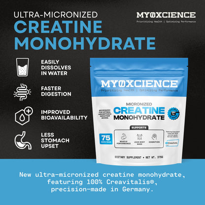 MYOXCIENCE Micronized Creavitalis Creatine | The World’s Purest Micronized Form of Creatine Monohydrate | Supports Muscle Performance, Lean Body Mass, & Cognition | 75 Servings - dailyvitalstore