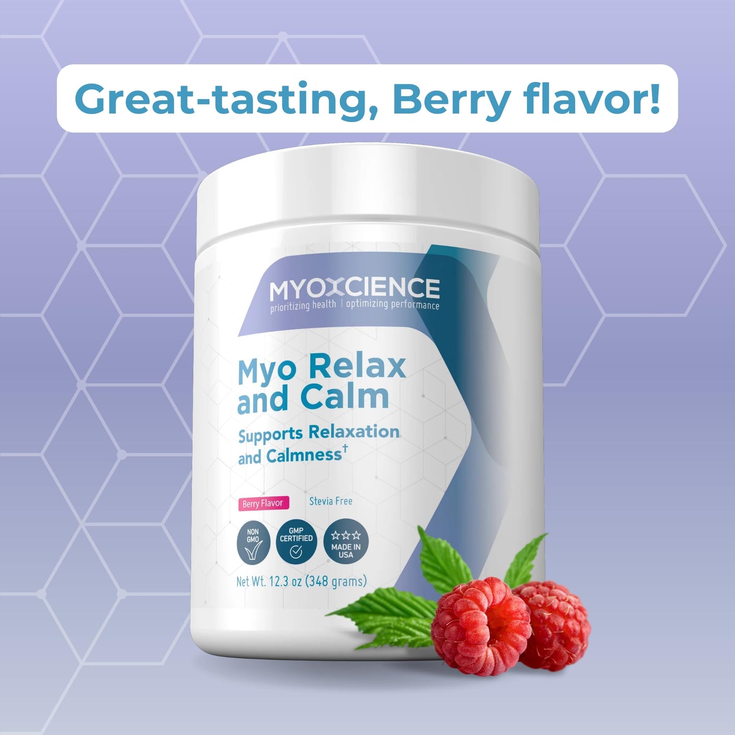 MYOXCIENCE Myo Relax & Calm | Myo-Inositol, L-Theanine, Taurine, Magnesium & GABA | Supports Sleep, Neurotransmitter & Hormone Support (Berry Flavor) (60 Servings) - dailyvitalstore