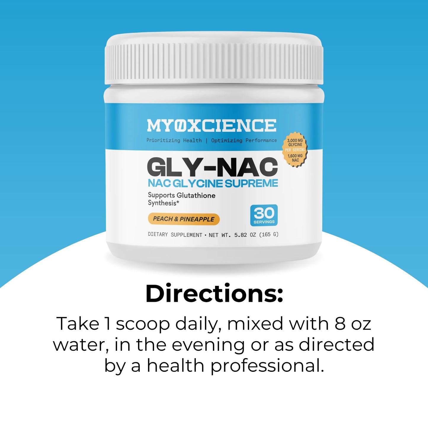 MYOXCIENCE NAC Glycine Supreme | N-Acetyl-L-Cysteine, Glycine, and Taurine Combination (Natural Peach and Pineapple Flavor) (30 Servings) - dailyvitalstore