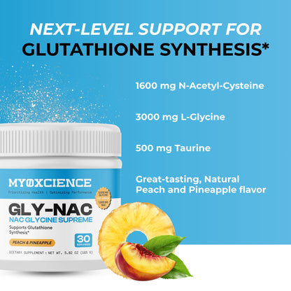 MYOXCIENCE NAC Glycine Supreme | N-Acetyl-L-Cysteine, Glycine, and Taurine Combination (Natural Peach and Pineapple Flavor) (30 Servings) - dailyvitalstore