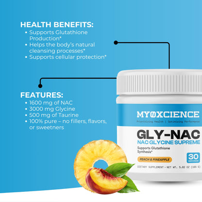 MYOXCIENCE NAC Glycine Supreme | N-Acetyl-L-Cysteine, Glycine, and Taurine Combination (Natural Peach and Pineapple Flavor) (30 Servings) - dailyvitalstore