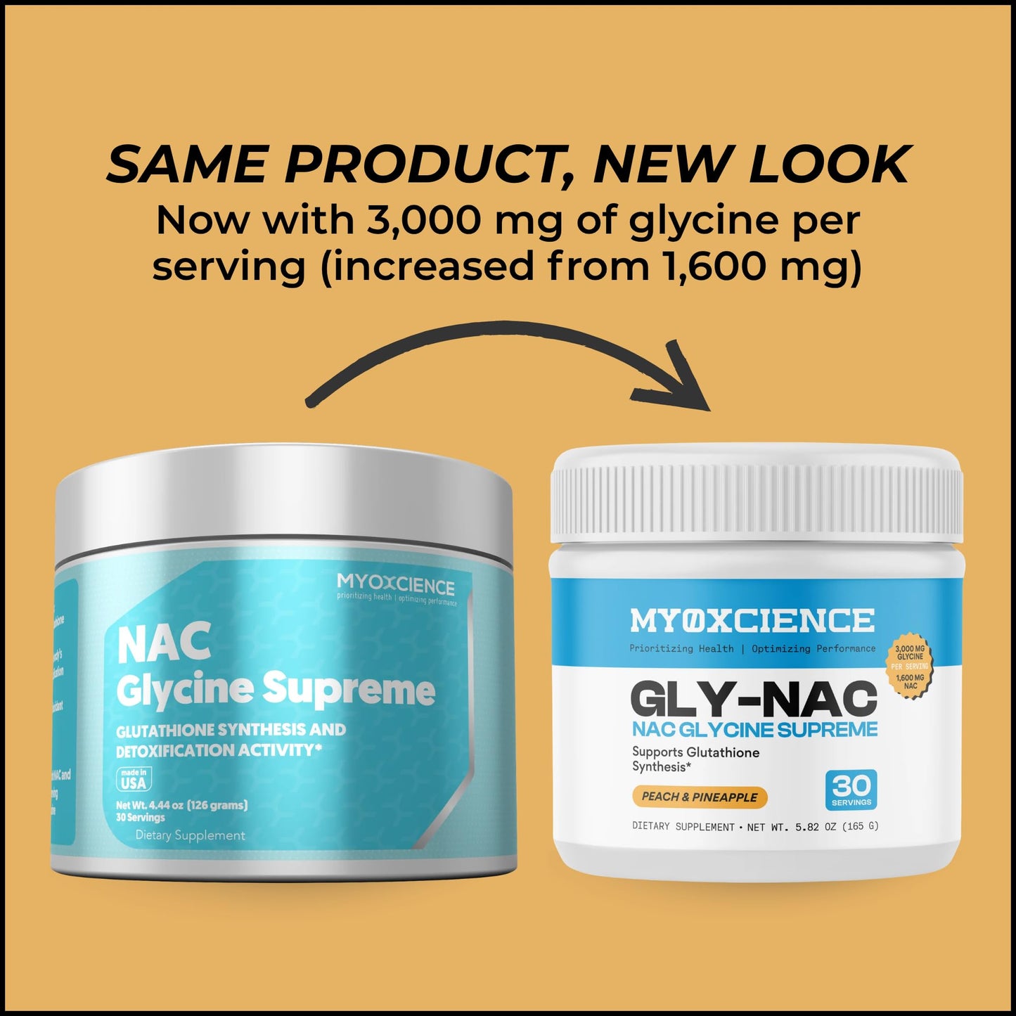 MYOXCIENCE NAC Glycine Supreme | N-Acetyl-L-Cysteine, Glycine, and Taurine Combination (Natural Peach and Pineapple Flavor) (30 Servings) - dailyvitalstore