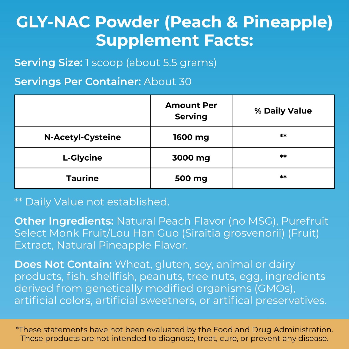 MYOXCIENCE NAC Glycine Supreme | N-Acetyl-L-Cysteine, Glycine, and Taurine Combination (Natural Peach and Pineapple Flavor) (30 Servings) - dailyvitalstore