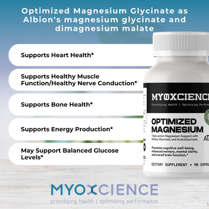 MYOXCIENCE Optimized Magnesium Glycinate + Magnesium Taurate (as ATAmag®) for High Brain Bioavailability to Support Stress Relief and Sleep | 30 Servings - dailyvitalstore