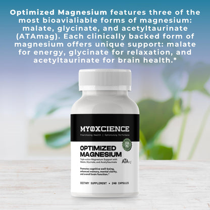 MYOXCIENCE Optimized Magnesium Glycinate + Magnesium Taurate (as ATAmag®) for High Brain Bioavailability to Support Stress Relief and Sleep | 80 Servings - dailyvitalstore