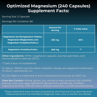 MYOXCIENCE Optimized Magnesium Glycinate + Magnesium Taurate (as ATAmag®) for High Brain Bioavailability to Support Stress Relief and Sleep | 80 Servings - dailyvitalstore