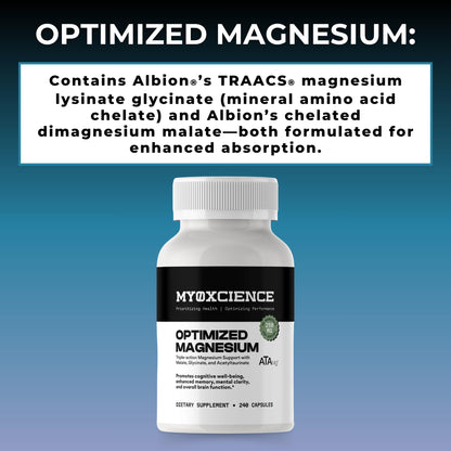 MYOXCIENCE Optimized Magnesium Glycinate + Magnesium Taurate (as ATAmag®) for High Brain Bioavailability to Support Stress Relief and Sleep | 80 Servings - dailyvitalstore