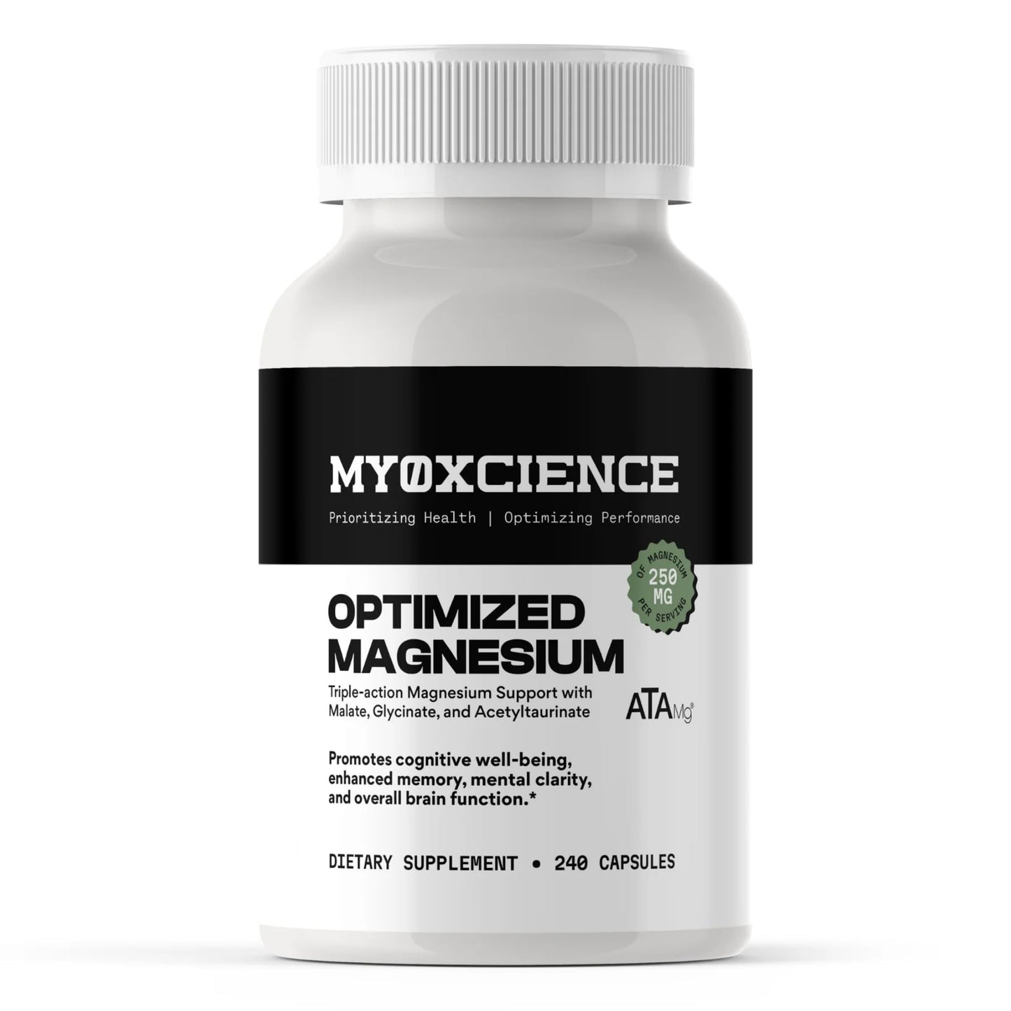 MYOXCIENCE Optimized Magnesium Glycinate + Magnesium Taurate (as ATAmag®) for High Brain Bioavailability to Support Stress Relief and Sleep | 80 Servings - dailyvitalstore