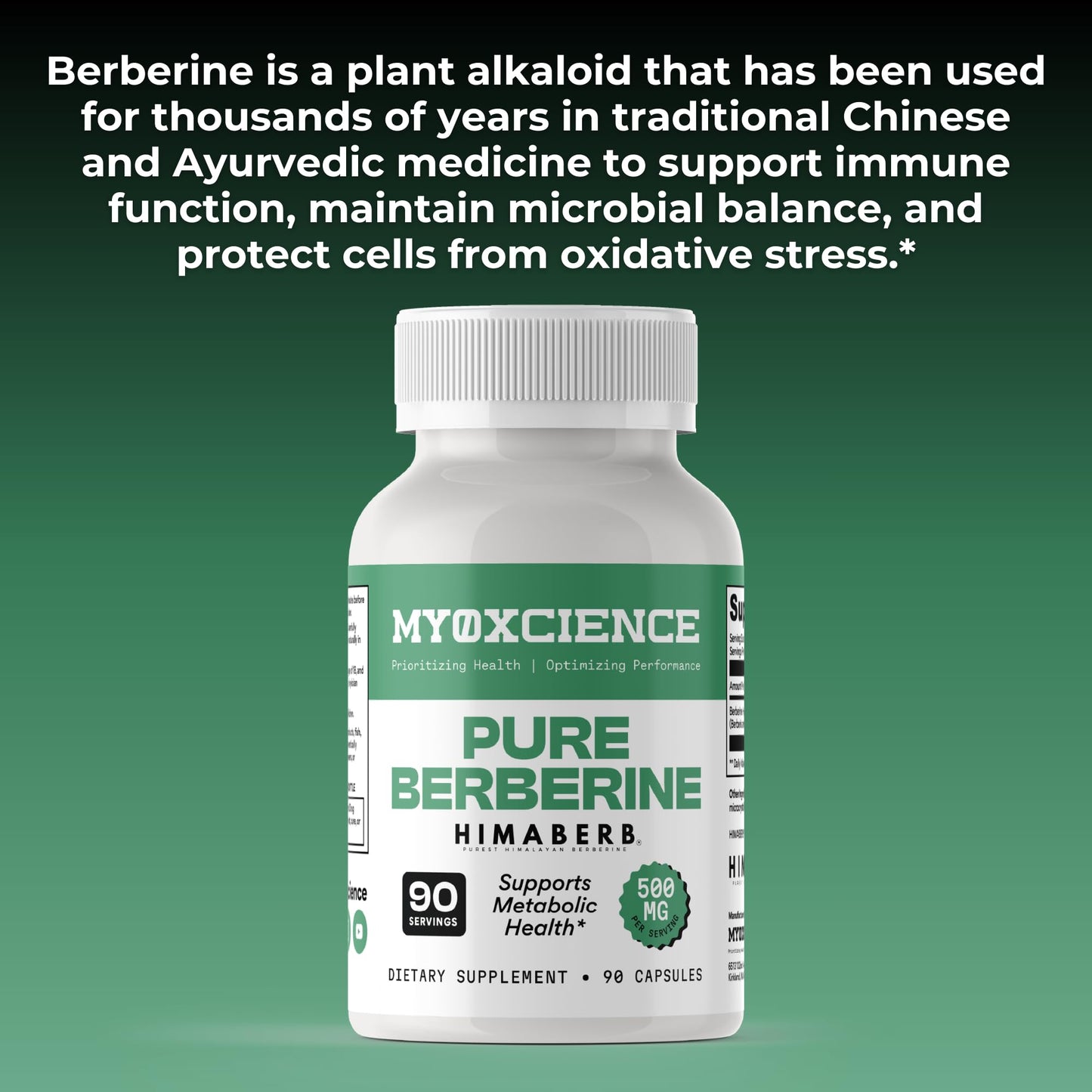 MYOXCIENCE Pure Berberine Himaberb | 500 mg of Berberine HCl per Serving | 90 Servings - dailyvitalstore