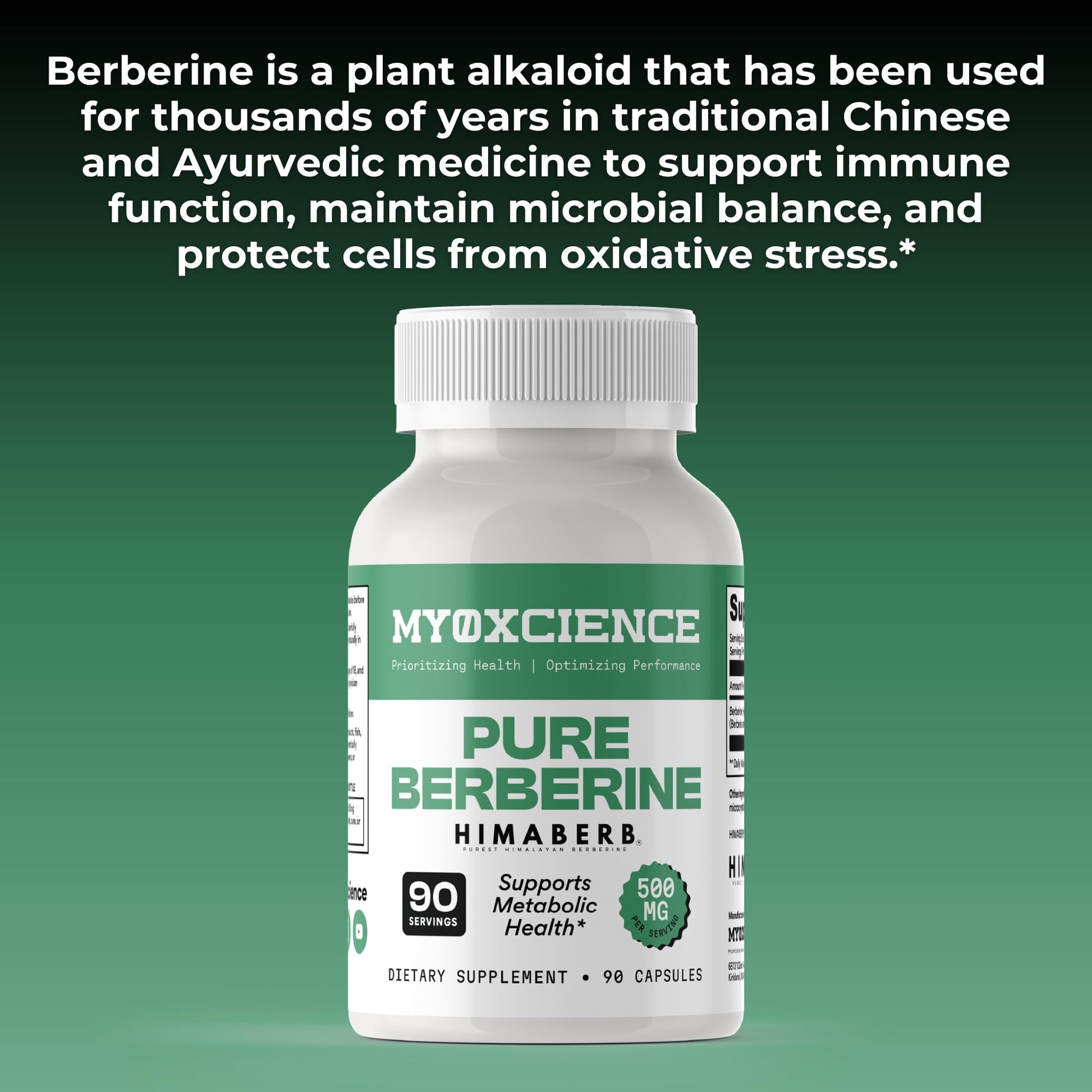 MYOXCIENCE Pure Berberine Himaberb | 500 mg of Berberine HCl per Serving | 90 Servings - dailyvitalstore