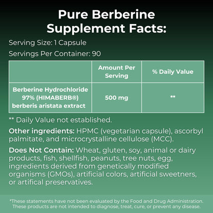 MYOXCIENCE Pure Berberine Himaberb | 500 mg of Berberine HCl per Serving | 90 Servings - dailyvitalstore