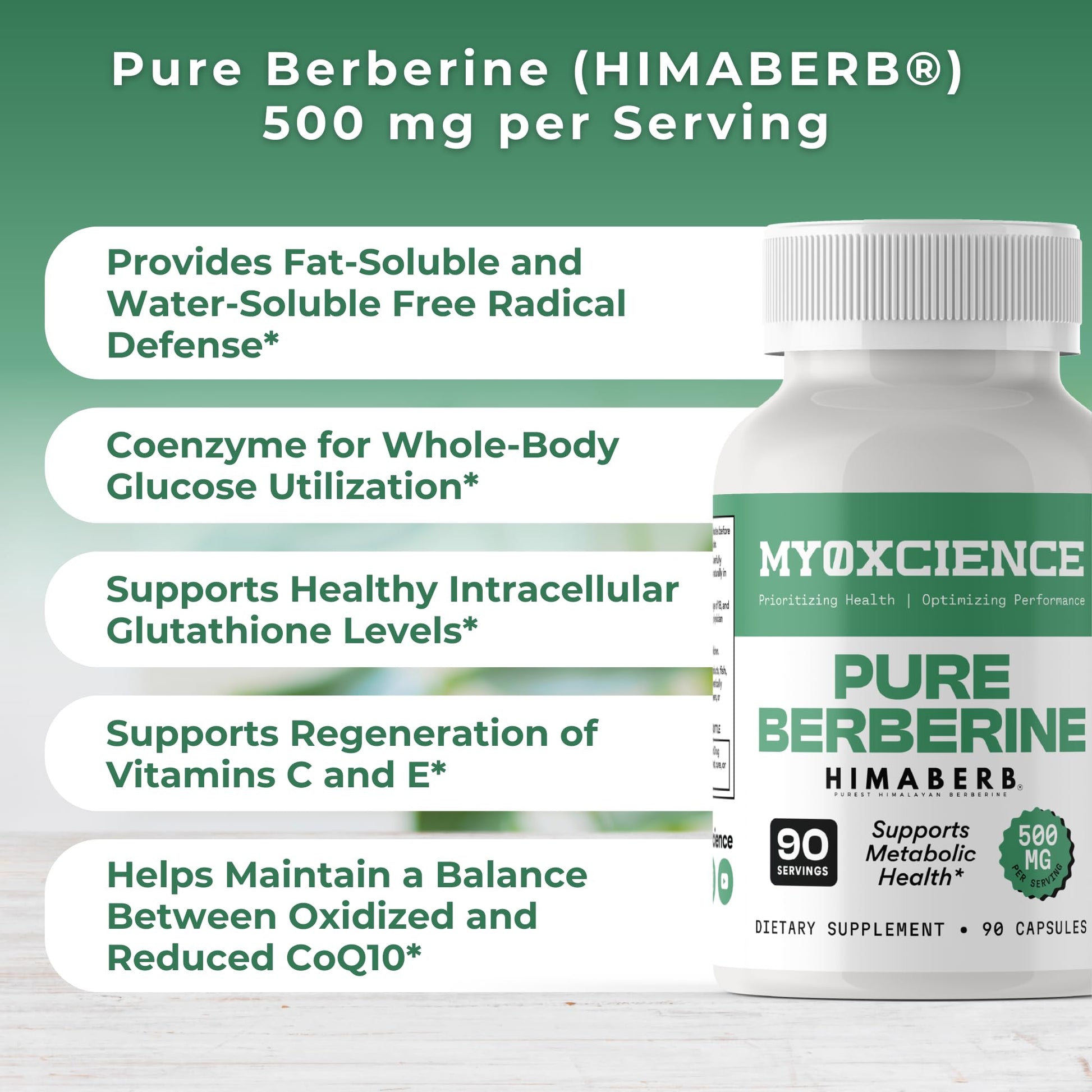 MYOXCIENCE Pure Berberine Himaberb | 500 mg of Berberine HCl per Serving | 90 Servings - dailyvitalstore