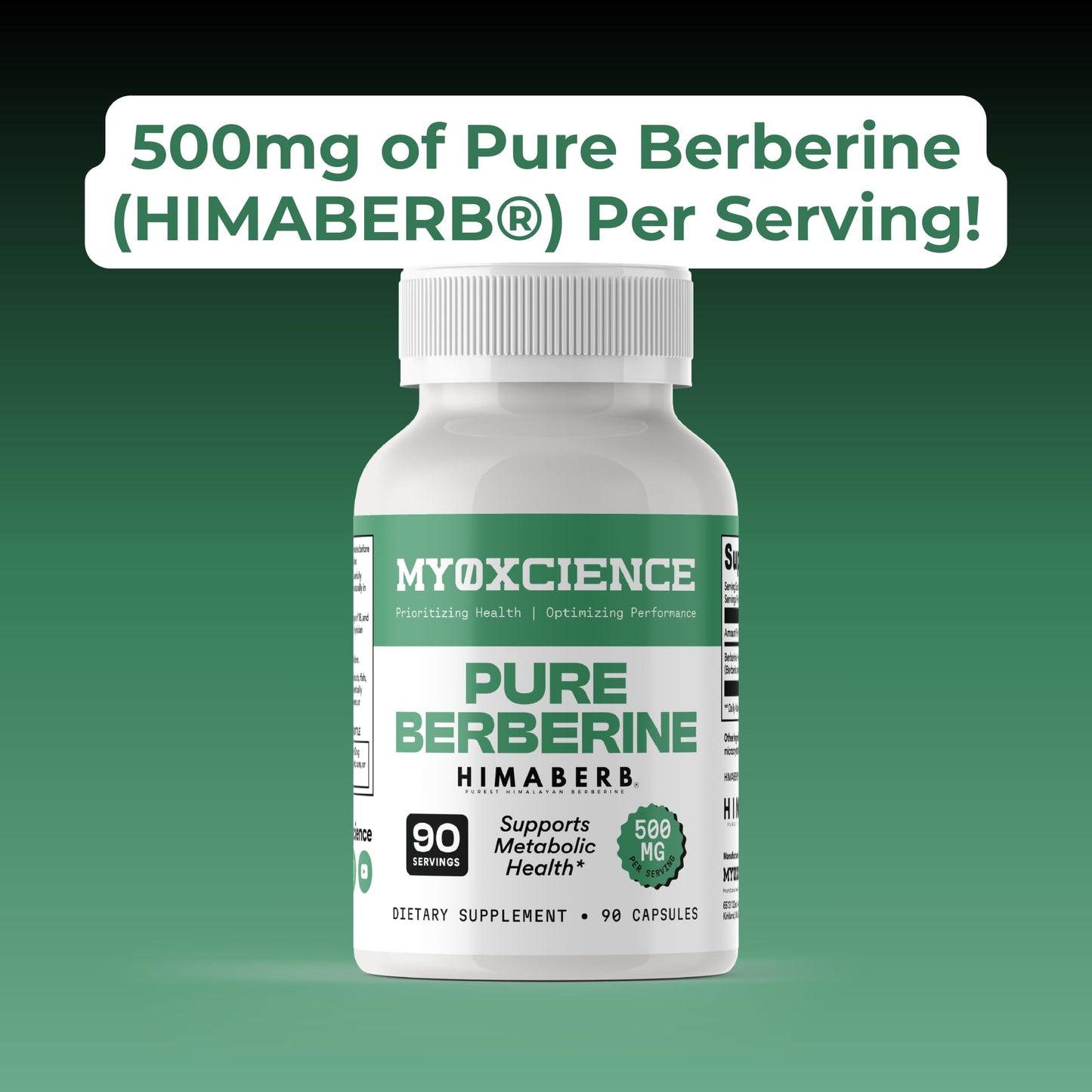 MYOXCIENCE Pure Berberine Himaberb | 500 mg of Berberine HCl per Serving | 90 Servings - dailyvitalstore